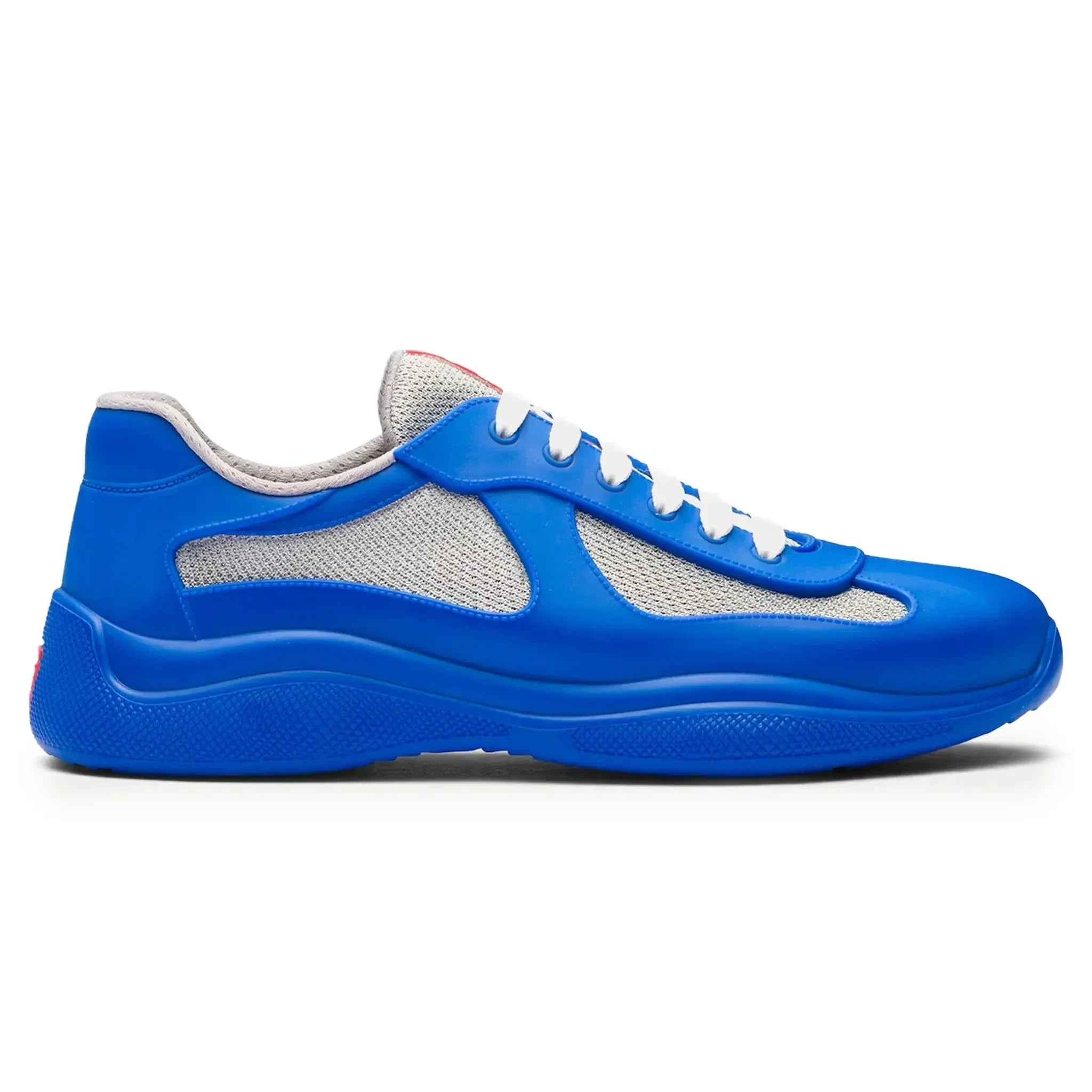 Prada Americas Cup Sneaker aus weichem Gummi und Fahrradgewebe Saphirblau