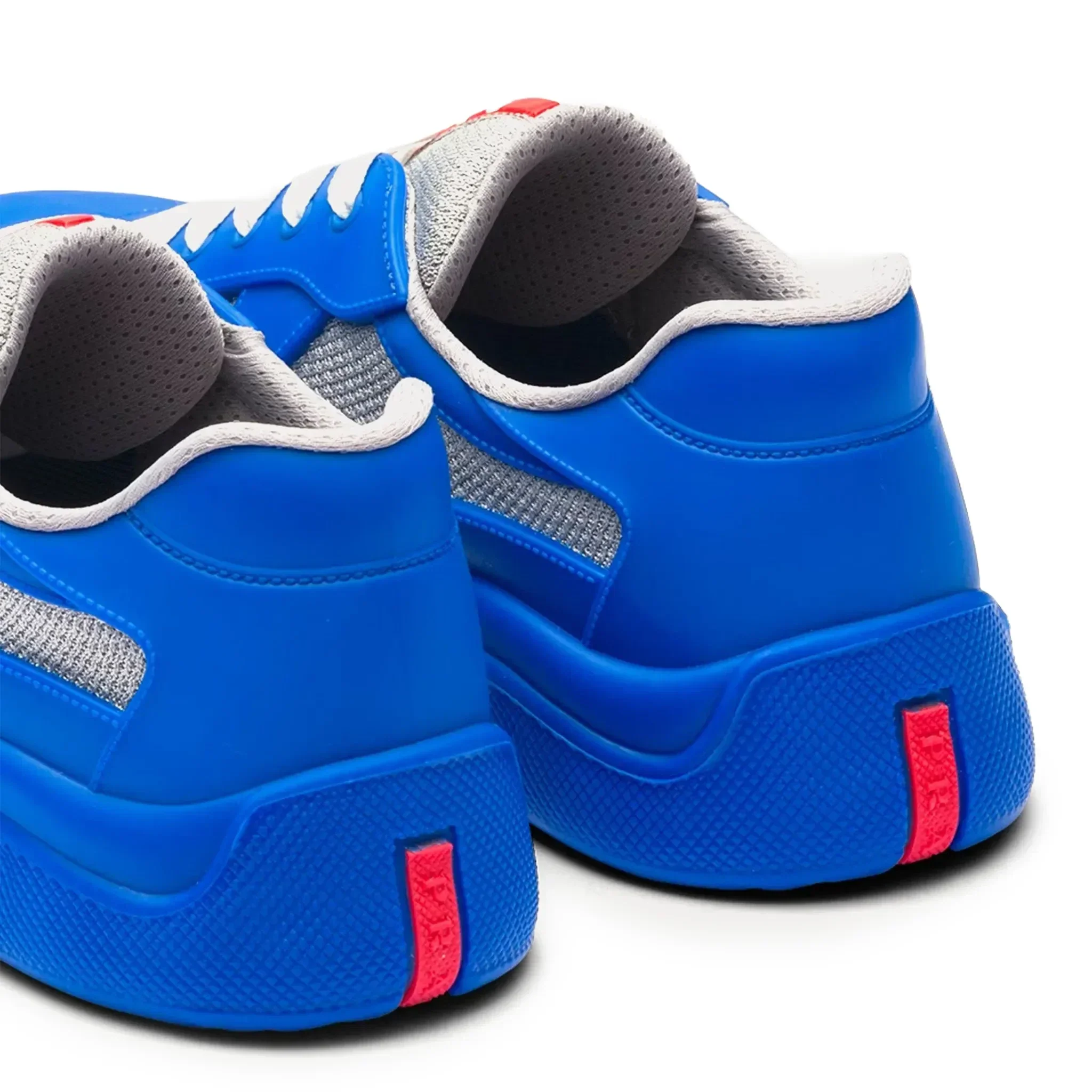 Prada Americas Cup Sneaker aus weichem Gummi und Fahrradgewebe Saphirblau
