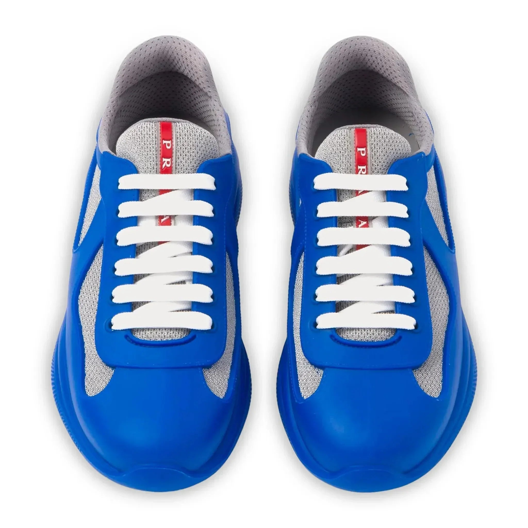 Prada Americas Cup Sneaker aus weichem Gummi und Fahrradgewebe Saphirblau