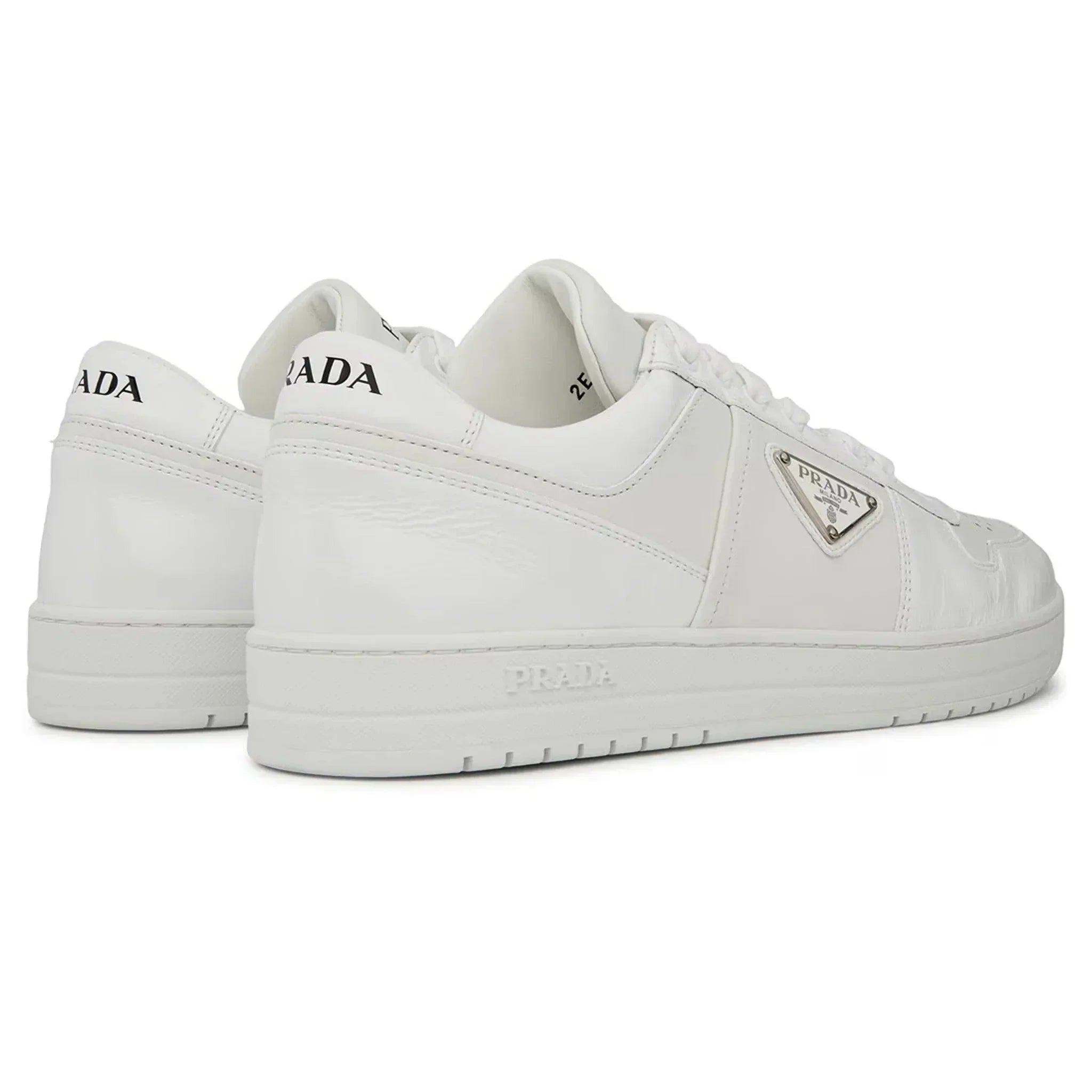 Prada Downtown Sneaker aus Leder, niedrig geschnitten, weiß